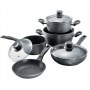 Stoneline | Cookware set of 8 | 1 sauce pan, 1 stewing pan, 1 frying pan | Die-cast aluminium | Black | Lid included - 2